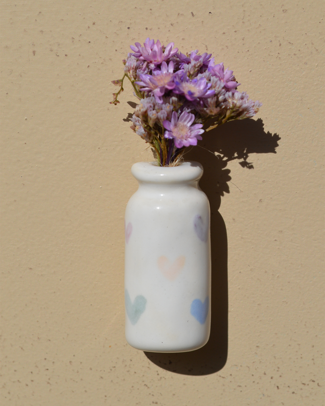 Dried Flower Colourful Hearts Vase Magnet