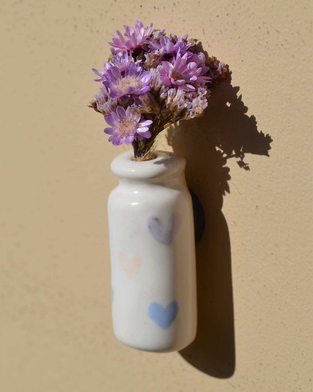 Dried Flower Colourful Hearts Vase Magnet
