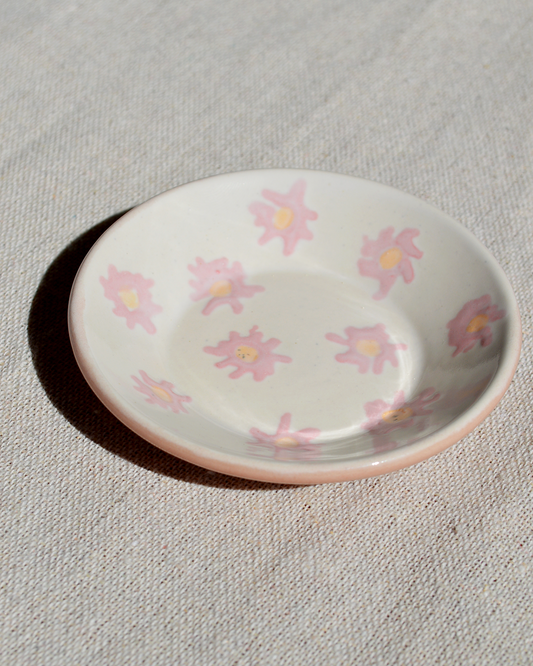 Pink Flowers Trinket Dish