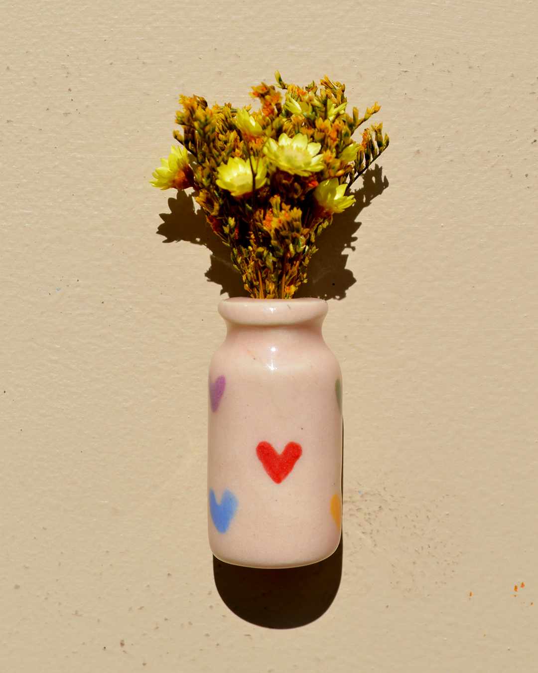 Dried Flower Colourful Hearts Vase Magnet