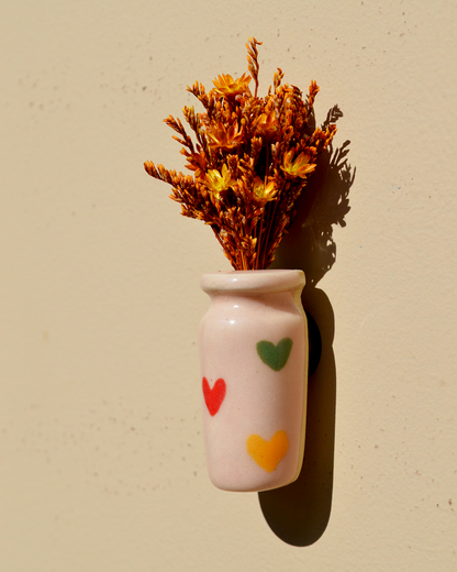 Dried Flower Colourful Hearts Vase Magnet
